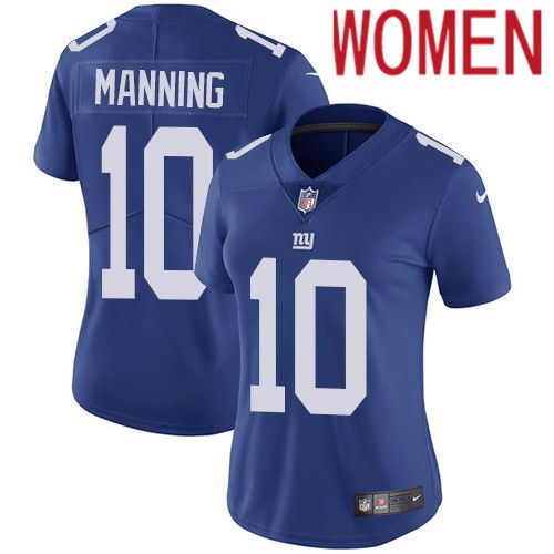 Women New York Giants 10 Eli Manning Nike Blue Vapor Limited NFL Jersey